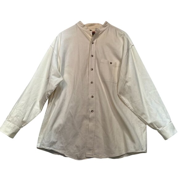 Vntage Whoa Apparel Men's Button Down Shirt Cowboy L Western Off-White Pocket - Picture 1 of 10